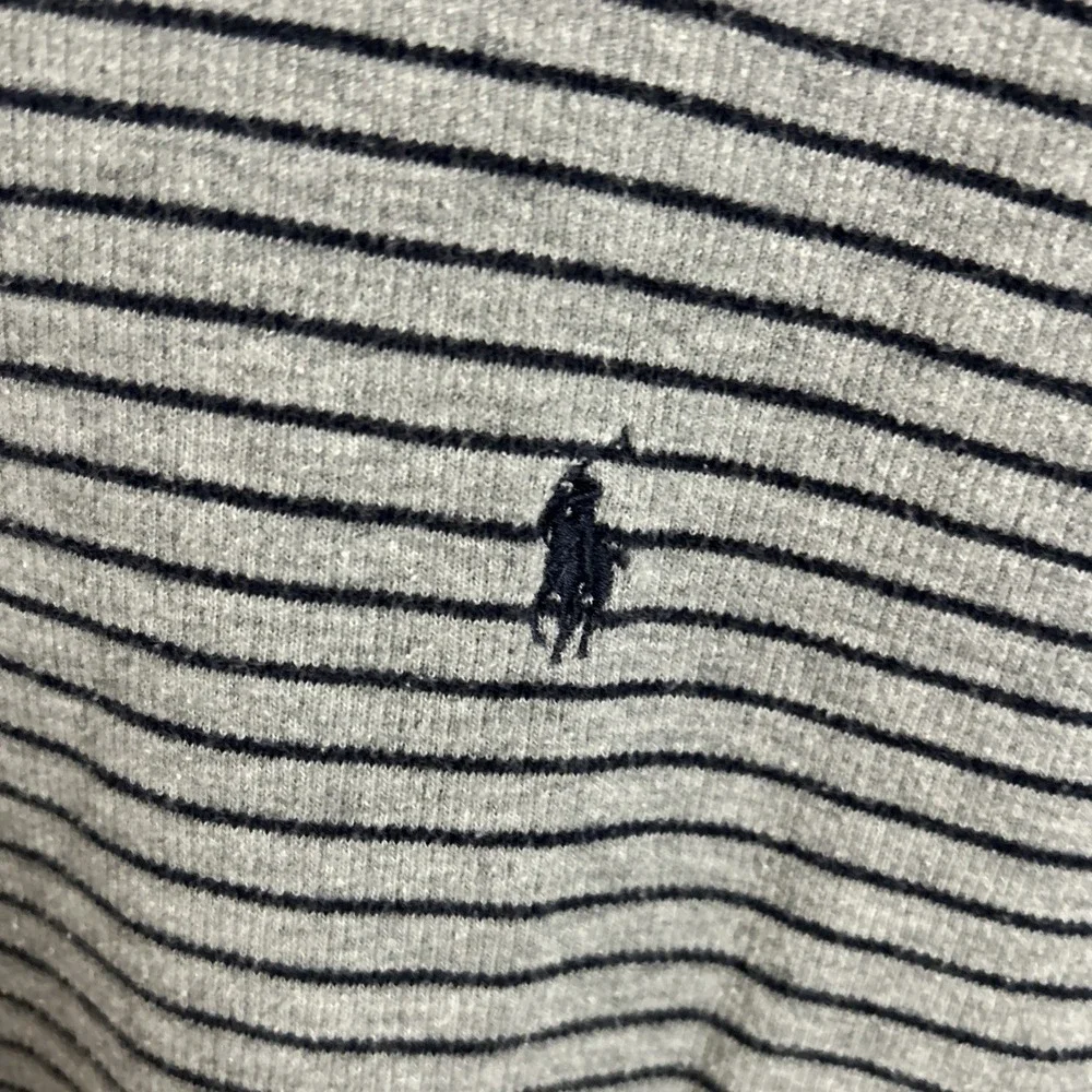 VTG Polo Ralph Lauren‎ Cotton Sweater Gray Blue Stripe Men XL Blue Pony